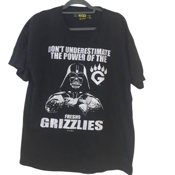 Star Wars Fresno Grizzlies Darth Vader Graphic T-Shirt Black Cotton XL - Picture 1 of 7